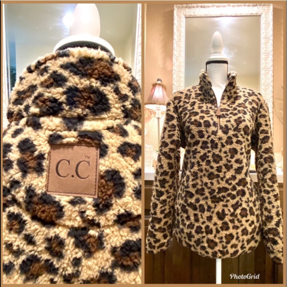 C.C 🐆 SOFT Leopard Sherpa Pullover